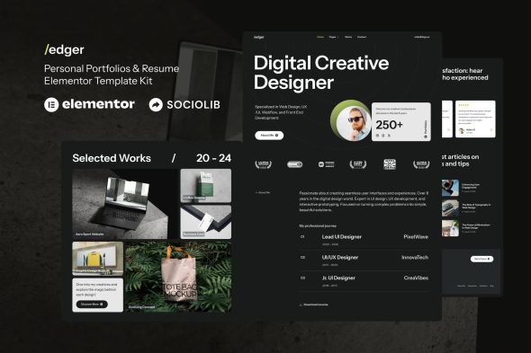 Edger - Personal Portfolios & Resume Elementor Template Kit