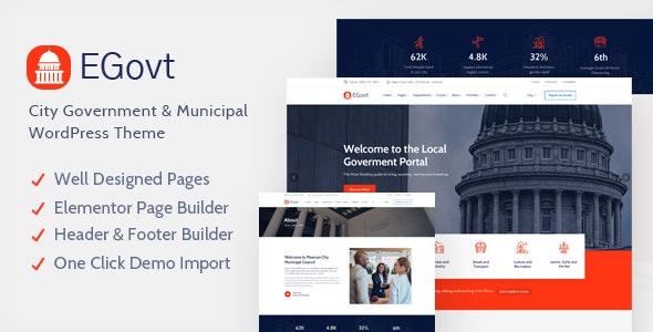Download EGovt - City Government WordPress Theme