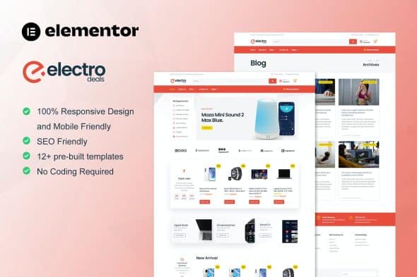 ElectroDeals - Woocommerce Electronic Store Elementor Template Kit