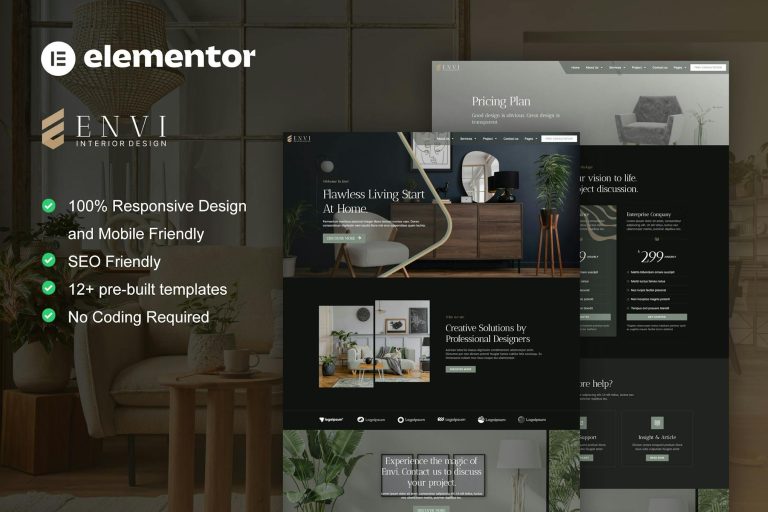 Envi - Interior Design & Architecture Elementor Template Kit - GPLVilla