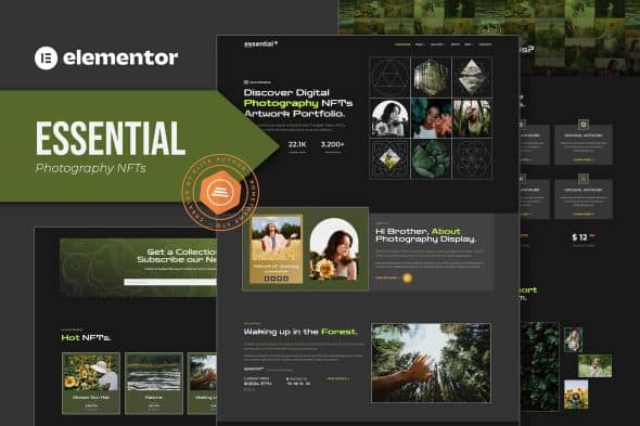 Essential - Photography NFT Portfolio Elementor Template Kit