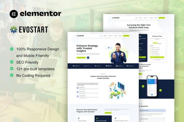 Evostart - Tech Startup Company Elementor Pro Template Kit