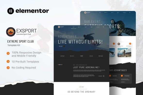 Exsport - Extreme Sport Club Elementor Template Kit