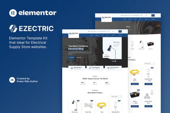 Ezectric - Electrical Supply Store Elementor Template Kit