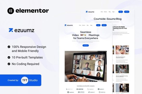 Ezuumz - Video Conferencing & Webinar App Elementor Template Kit