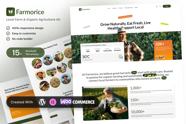 Farmorice – Local Farm & Organic Agriculture Elementor Template Kit ...