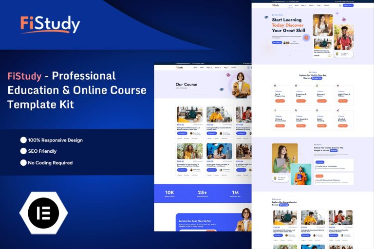 FiStudy – Professional Education & Online Course Elementor Pro Template ...