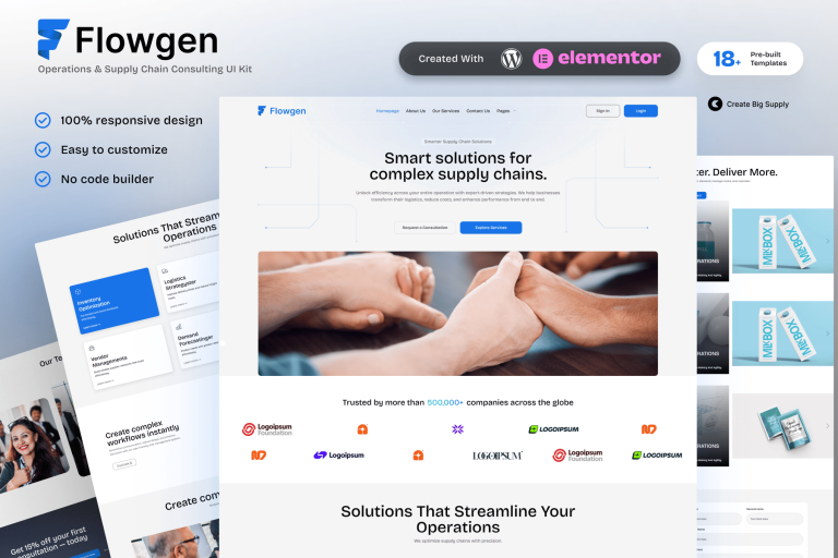 Flowgen – Operations & Supply Chain Consulting Elementor Template Kit ...