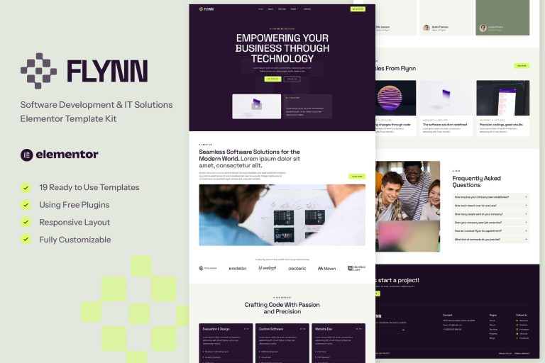 Flynn – Software Development & IT Solutions Elementor Template Kit ...