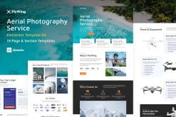 FlyWing - Drone Aerial Video & Photography WordPress Elementor Template Kit