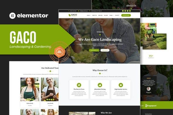 Gaco - Landscape & Gardening Elementor Template Kit