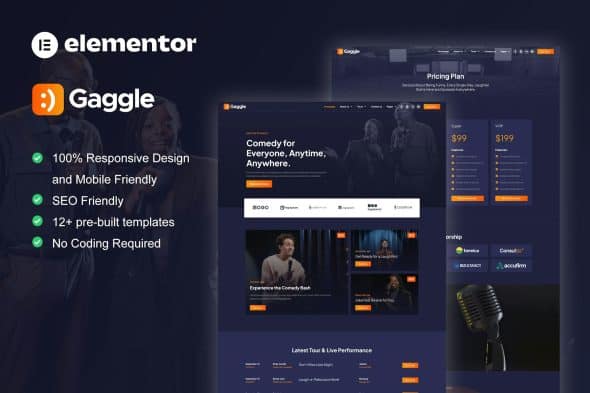 Gaggle - Comedian & Entertainment Show Elementor Pro Template Kit