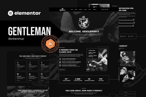 Gentleman - Barbershop & Hair Studio Elementor Template Kit