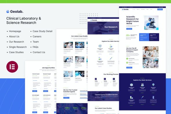 Geolab | Clinical Laboratory & Science Research Elementor Template Kit