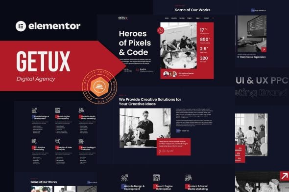 Getux - Modern Digital Agency Elementor Template Kit