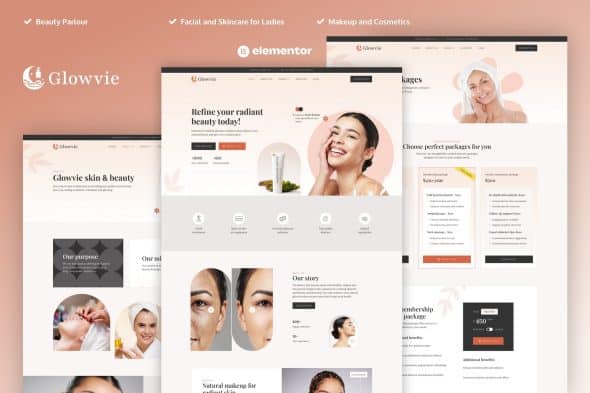 Glowvie – Beauty & Skincare Elementor Pro Template Kit