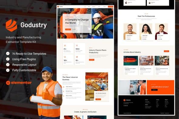 Godustry - Industry & Manufacturing Elementor Template Kit