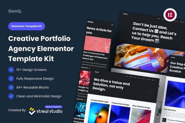 GonQ Creative Portfolio Agency Elementor Template Kit