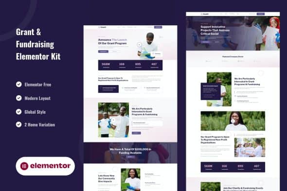 Grant & Fundraising - Elementor Template Kit