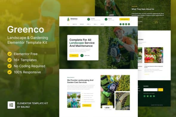 Greenco - Landscaping & Gardening Elementor Template Kit