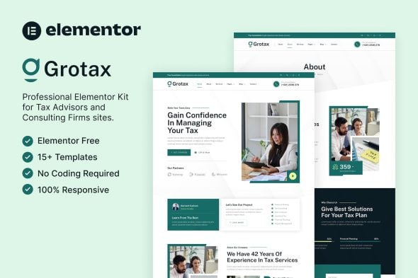 Grotax - Tax Advisor & Consulting Firm Elementor Template Kit