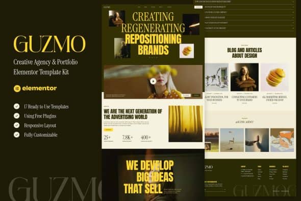 Guzmo – Creative Agency & Portfolio Elementor Template Kit