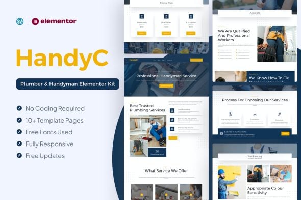 HandyC - Plumber & Handyman Elementor Pro Template Kit