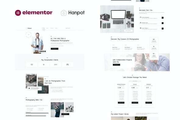 Hanpot - Personal Photographer & Portfolio Showcase Elementor Template Kit