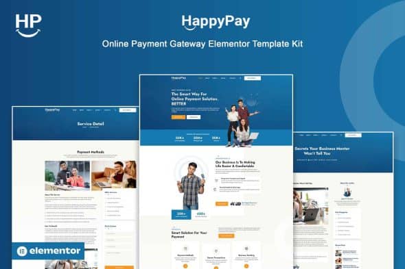 Happypay - online payment gateway elementor template kit