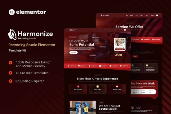 Harmonize - Recording Studio Elementor Template Kit