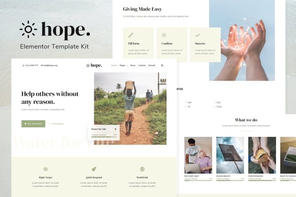 Hope - Non-Profit Elementor Template Kit