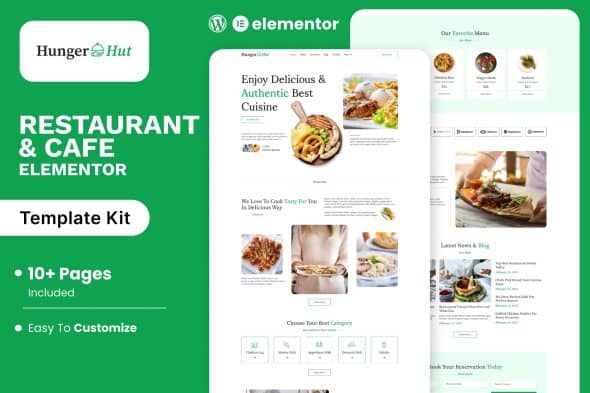 Download HungerHut – Restaurant & Cafe Elementor Template Kit