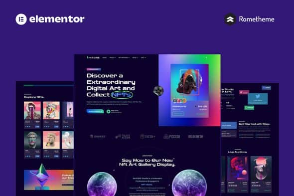 IMAGINE - Creative NFT Portfolio Elementor Pro Full Site Template Kit