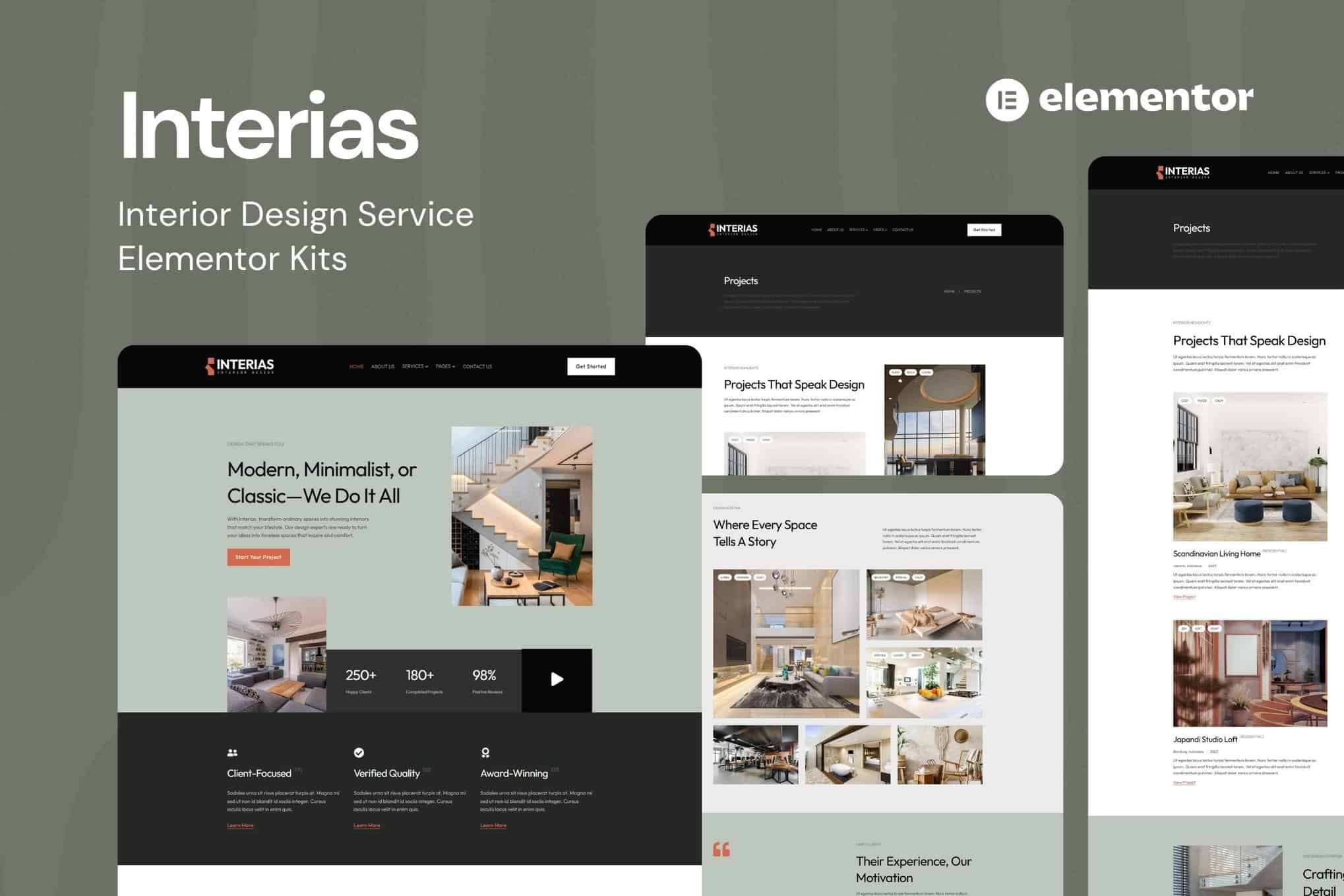 Interias – Interior Design Service Elementor Template Kit - GPLVilla