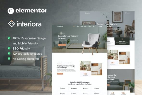 Interiora - Architecture & Interior Design Service Elementor Pro Template Kit