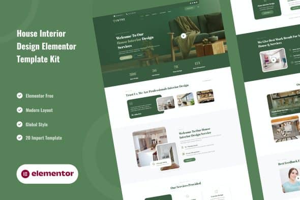 Intre - House Interior Design Service Elementor Template Kit