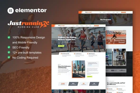 JustRunnin - Running Club Marathon & Sport Event Elementor Template Kit