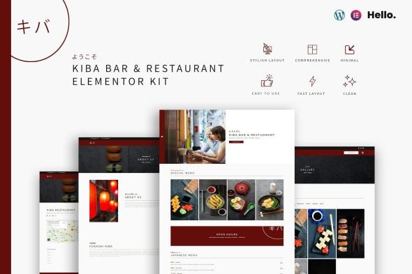 Kiba Bar & Restaurant | Elementor Kit