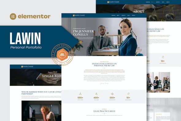 Lawin - Lawyer & Attorney Personal Elementor Template Kits