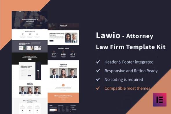 Lawio - Attorney Law Firm Elementor Template Kit