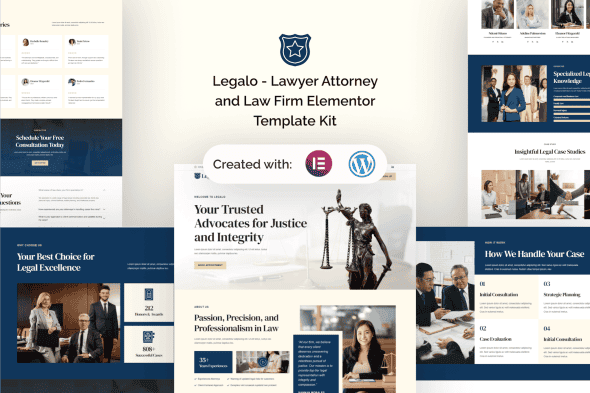 Legalo - Lawyer Attorney and Law Firm Elementor Template Kit