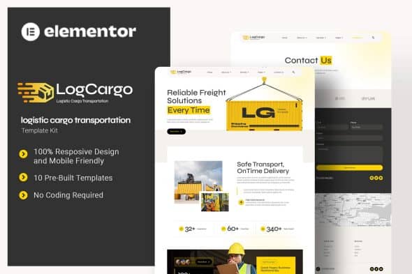 LogCargo – Logistic Cargo Transportation Elementor Template Kit