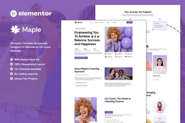 Maple – Wellness & Lifestyle Coaching Elementor Template Kit