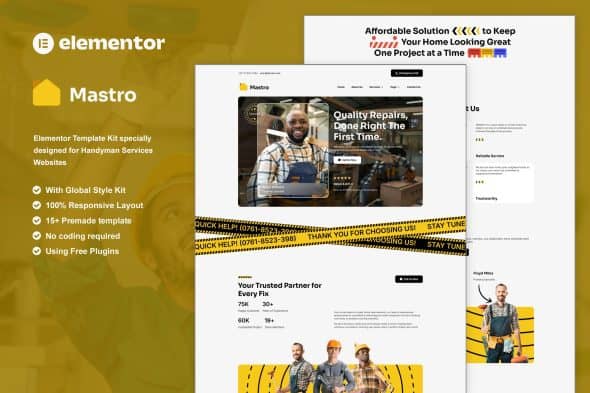 Mastro – Handyman Services Elementor Template Kit