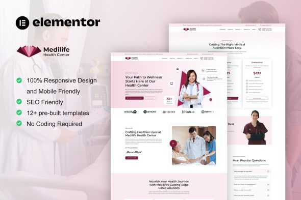 MediLife - Medical Clinic Services Elementor Template Kit