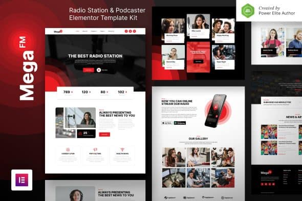 MegaFM - Radio Station & Podcaster Elementor Template Kit