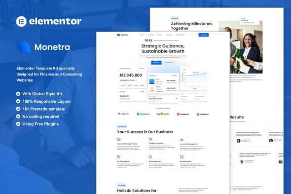 Monetra - Finance and Consulting Elementor Template Kit