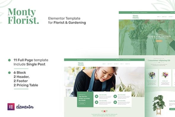 Monty Florist - Flower Boutique & Decoration Elementor Template Kit