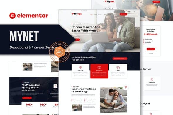 Mynet - Broadband & Internet Service Provider Elementor Template Kit