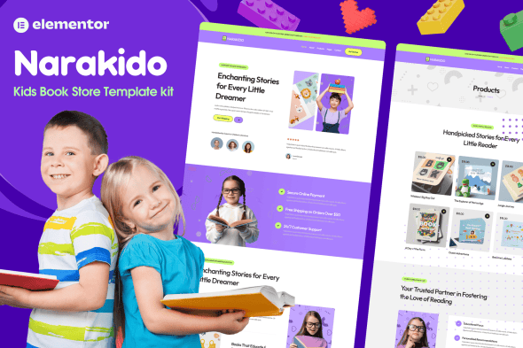 Narakido – Kids Bookstore Elementor Template Kit